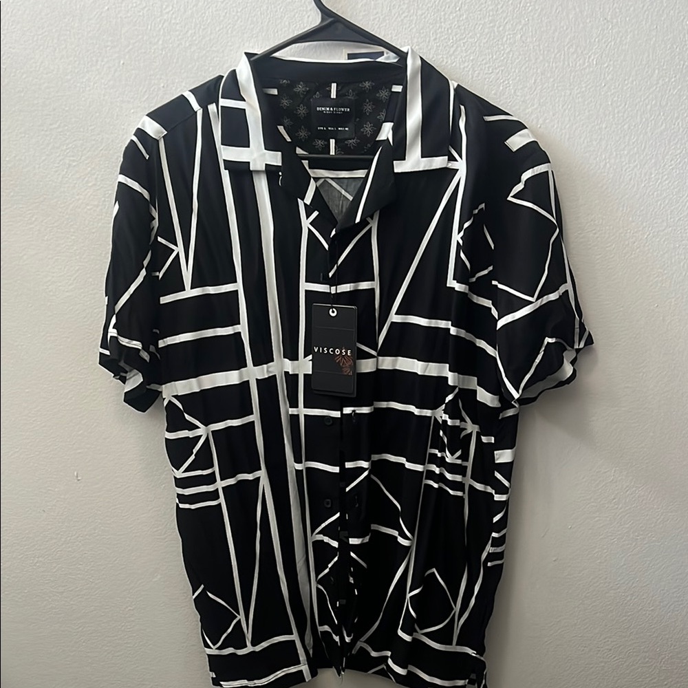Viscose Black and White Geometric Shirt